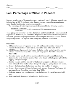 Lab: Percentage of Water in Popcorn