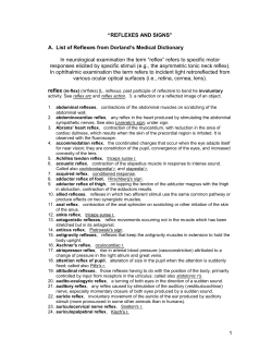 1 &ldquo;REFLEXES AND SIGNS&rdquo; A. List of Reflexes from Dorland`s
