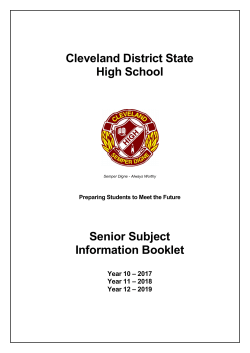 Senior subject selection book - Cleveland District State High School