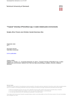 "Tropical" diversity of Penicillium spp. in water