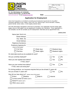 Application - Union Cab of Madison Cooperative