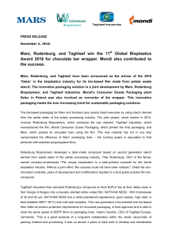 Mars, Rodenburg, and Taghleef win the 11 Global Bioplastics Award