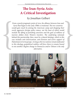 e Iran-Syria Axis: A Critical Investigation