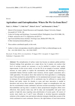 Agriculture and Eutrophication: Where Do We Go from Here