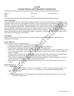 CIS 300 Strategic Business and Professional Communication