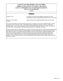 Performance Oversight hearings schedule