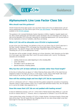 Alphanumeric Line Loss Factor Class Ids