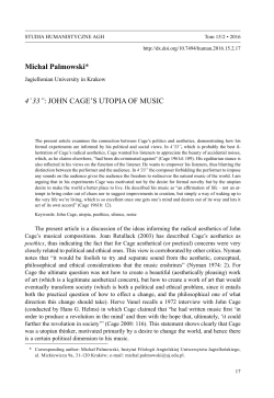 Michał Palmowski* 4` 33``: JOHN CAGE`S UTOPIA OF MUSIC