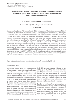 Toxicity Bioassay of some Essential Oil Vapour on Various Life