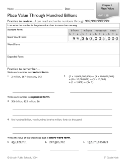 Place Value Through Hundred Billions