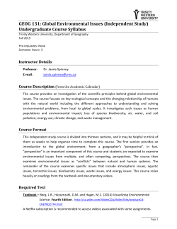 GEOG 131: Global Environmental Issues (Independent Study