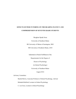 i EFFECTS OF PEER TUTORING ON THE READING FLUENCY