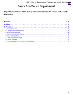 Policy on Commendation Procedure and Awards