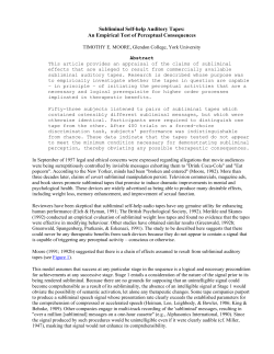 Subliminal Self-help Auditory Tapes: An Empirical Test of