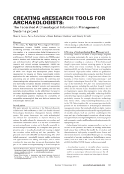 CREATINg eRESEARCH TOOLS FOR ARCHAEOLOgISTS: