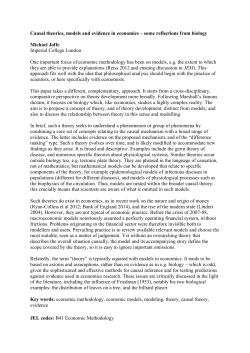 Causal theories, models and evidence in economics &ndash; some