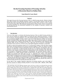 On the Focusing Function of Focusing Adverbs