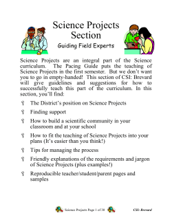 Science Projects Section - Elementary Programs SharePoint Site