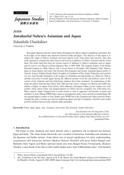 Jawaharlal Nehru`s Asianism and Japan Zubaidullo Ubaidulloev