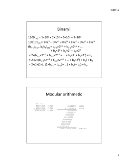 Binary! Modular arithme c