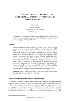 Ghana, cocoa, colonialism and globalisation: Introducing