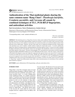 Authentication of the Thai medicinal plants sharing the same