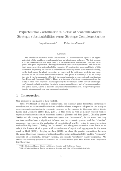 Expectational Coordination in a class of Economic Models