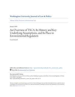 An Overview of TSCA, Its History and Key Underlying Assumptions