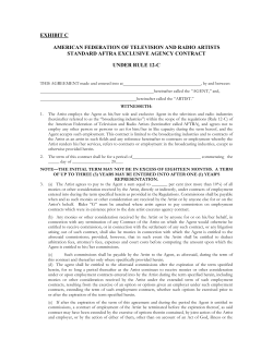 Standard AFTRA Exclusive Agency Contract Exhibit C