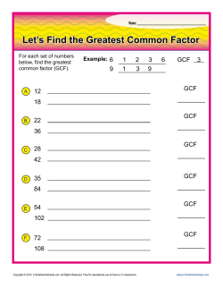 Greatest Comon Factor | 6th Grade Factorization Worksheets