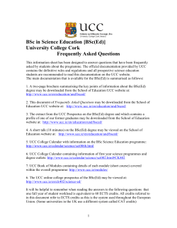 BSc(Ed) UCC Frequently Asked Questions
