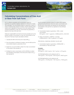 Calculating Concentrations of Free Acid or Base from Salt Form