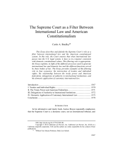 The Supreme Court as a Filter Between International Law and