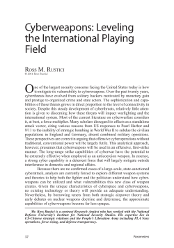 Cyberweapons: Leveling the International Playing Field [open pdf