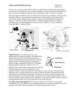 Using a compound light microscope Appendix 8 Page 1 of 2 Always