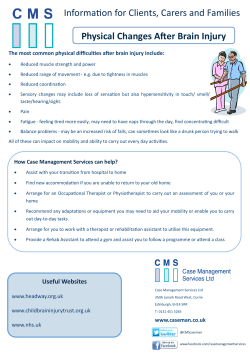 Physical Changes After Brain Injury Information for Clients, Carers