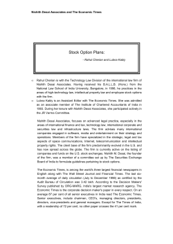 Stock Option Plans - Nishith Desai Associates