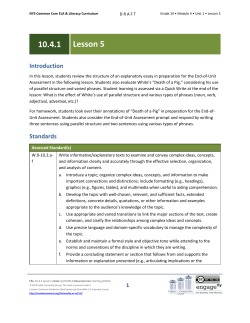 Grade 10 ELA Module 4, Unit 1, Lesson 5