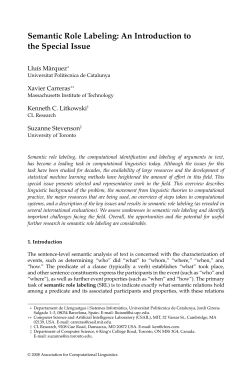 Semantic Role Labeling: An Introduction to the Special Issue