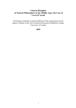 Church Discipline of Natural Philosophers in the Middle Ages: the
