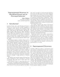 Suprasegmental Structure in Meridional French and