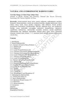 Natural and Anthropogenic Radionuclides