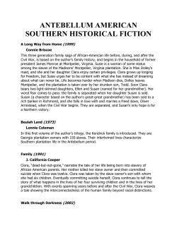 ANTEBELLUM AMERICAN SOUTHERN HISTORICAL FICTION