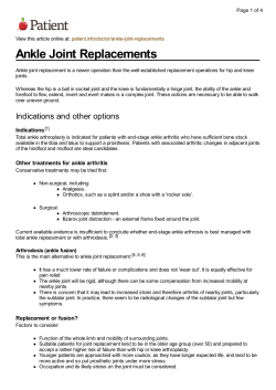 Ankle Joint Replacements