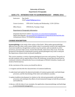 geog 276 &ndash; introduction to geomorphology spring 2016 course