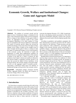 Economic Growth, Welfare and Institutional Changes: Game and