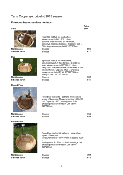 Tartu Cooperage pricelist 2015 season