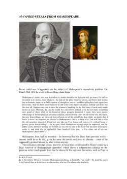 Manfred and Shakespeare - The Newstead Abbey Byron Society