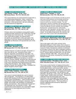 INSTITUTE FOR LEARNING &ndash; WINTER-SPRING 2016