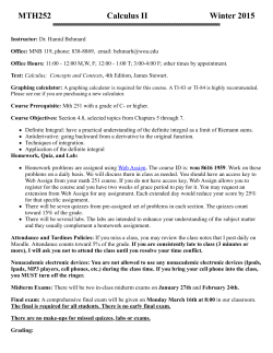 MTH 252 Integral Calculus Winter 2015